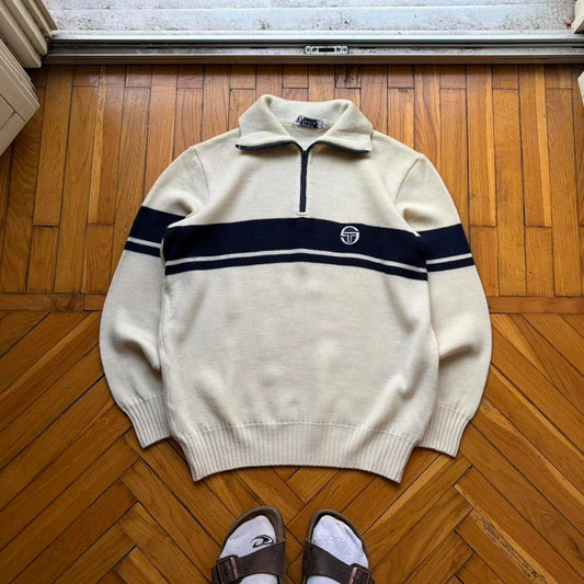 1980s Sergio Tacchini Q Zip Knitted Jumper S