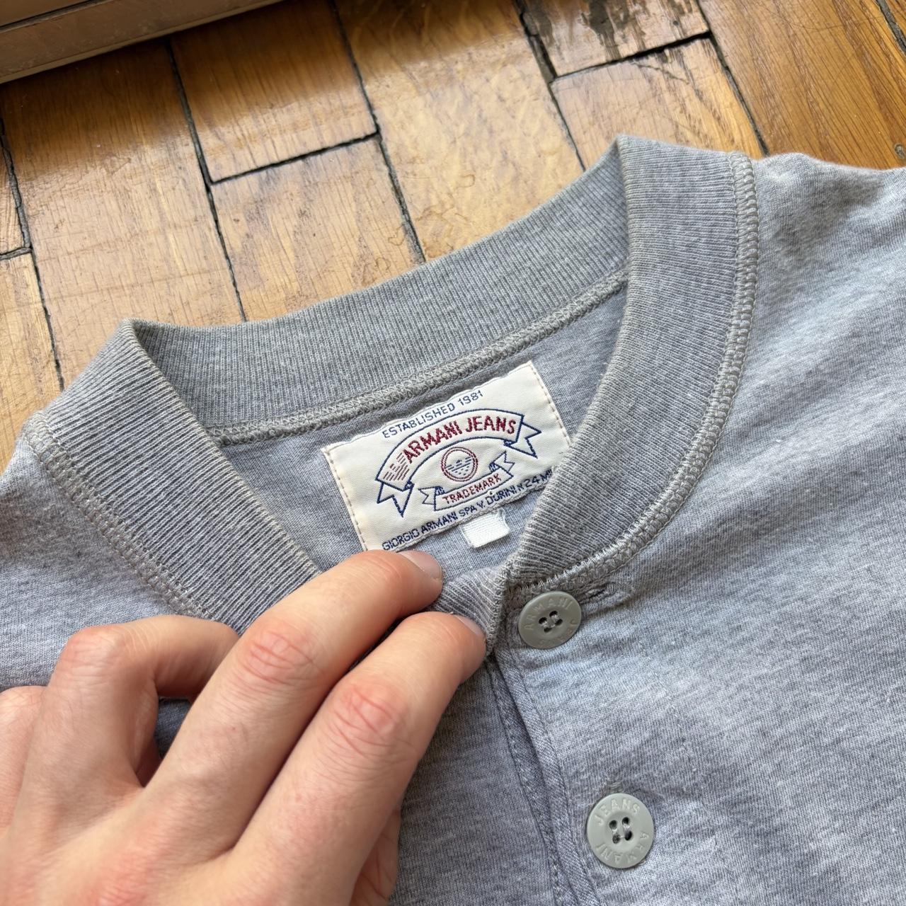 1990s Armani Jeans Henley T Shirt Grey M