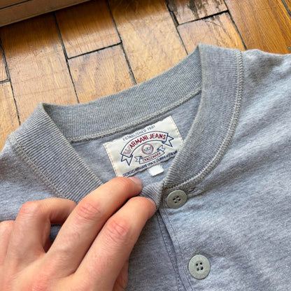 1990s Armani Jeans Henley T Shirt Grey M