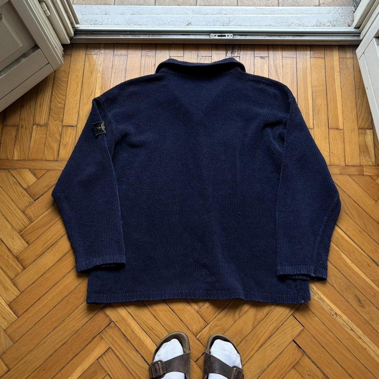 S/S 1997 Stone Island Chenille Knitted Cardigan Navy XXL