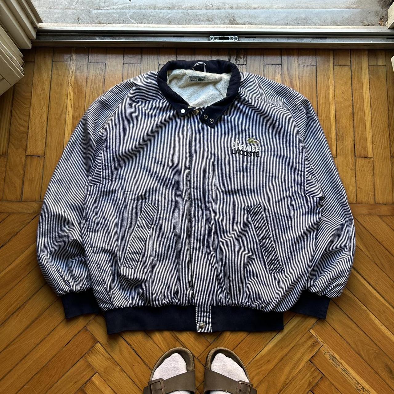 1990s Lacoste Chemise Bomber Jacket Striped XL