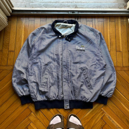 1990s Lacoste Chemise Bomber Jacket Striped XL