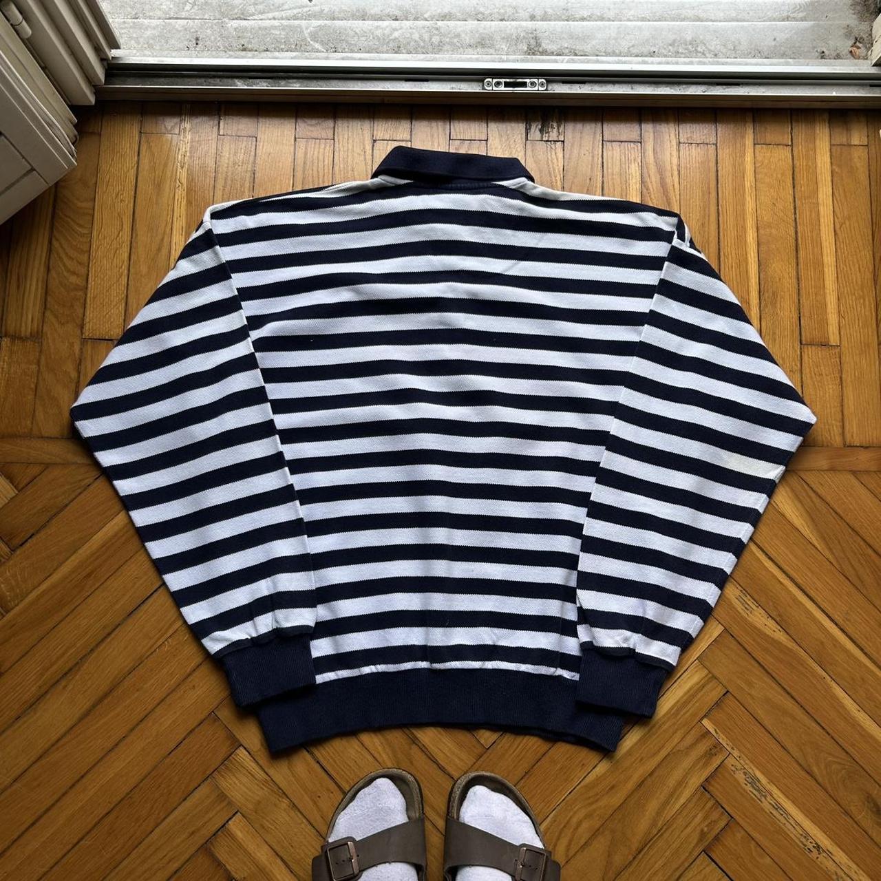 1990s Lacoste Chemise Striped Sweatshirt XL