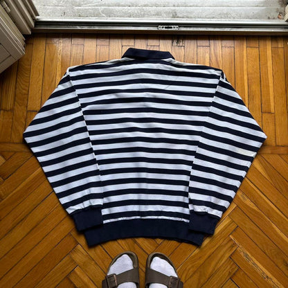 1990s Lacoste Chemise Striped Sweatshirt XL