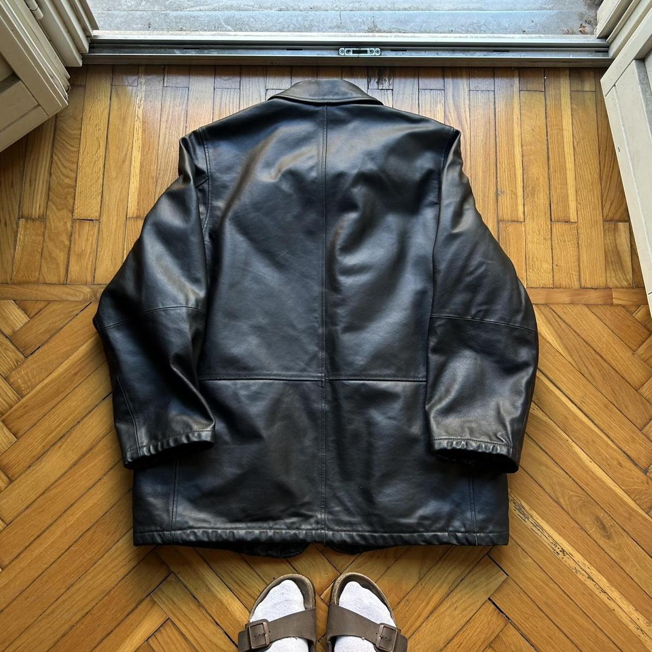 1990s Armani Jeans Leather Coat XL