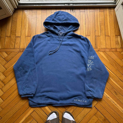 1990s Armani Jeans Stonewashed Hoodie Blue XL