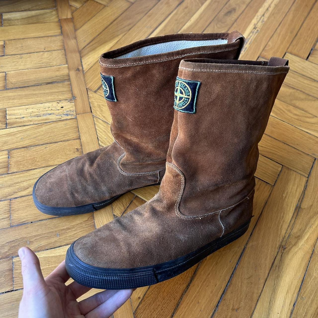 1980s Stone Island Marina Suede Boots Brown UK 10
