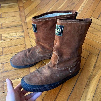 1980s Stone Island Marina Suede Boots Brown UK 10