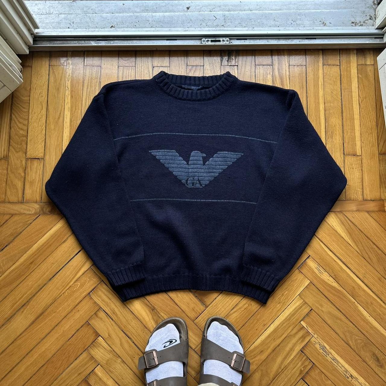 1980s Emporio Armani Knitted Jumper Navy L