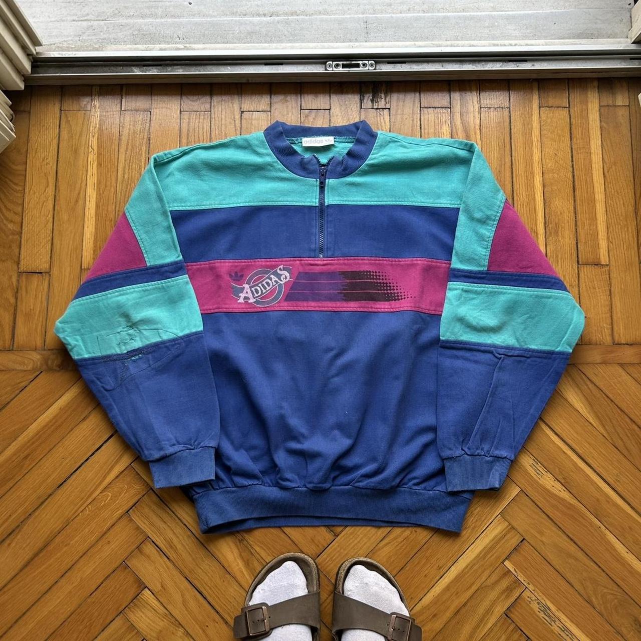 1990s Adidas Originals Q Zip Sweatshirt M