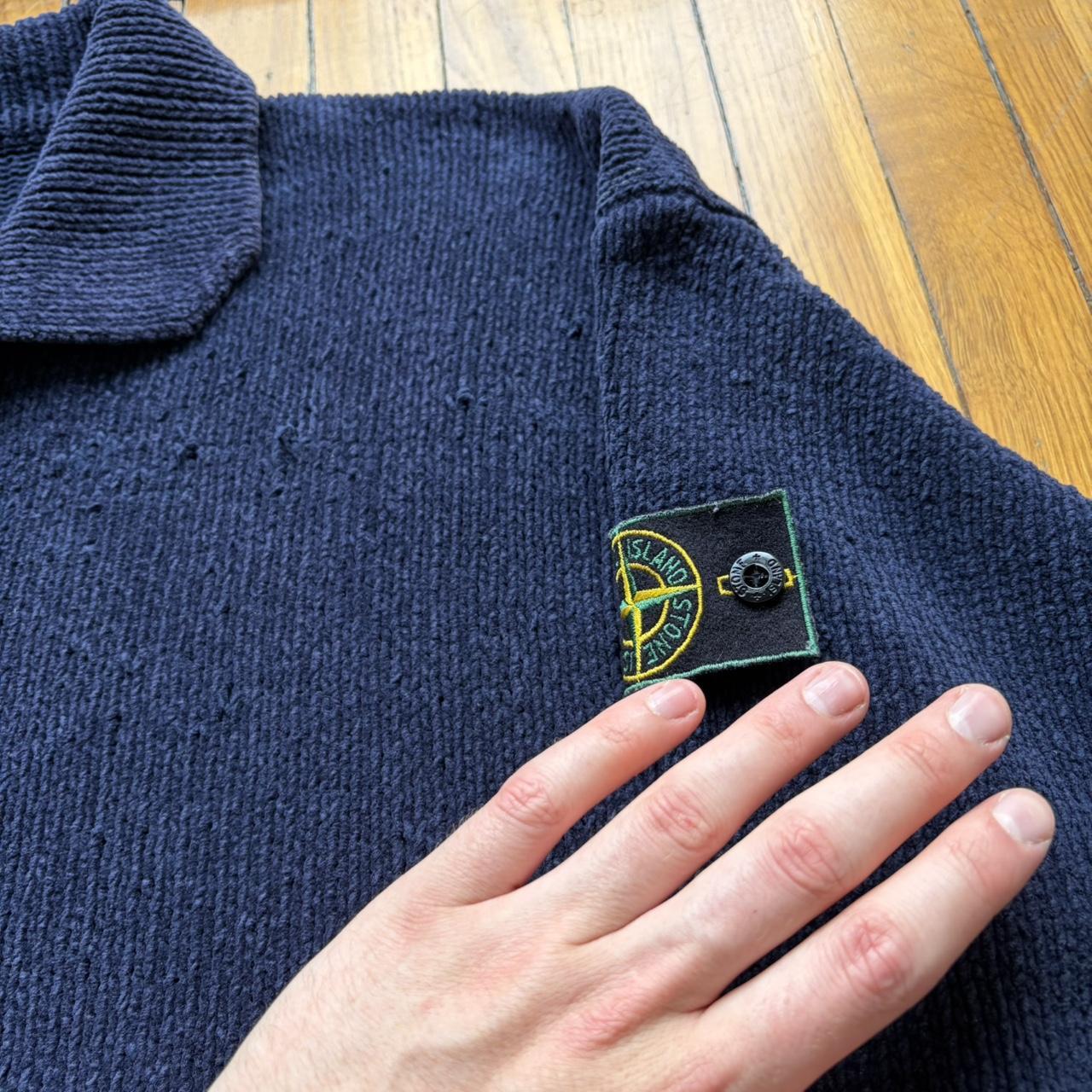 S/S 1997 Stone Island Chenille Knitted Cardigan Navy XXL