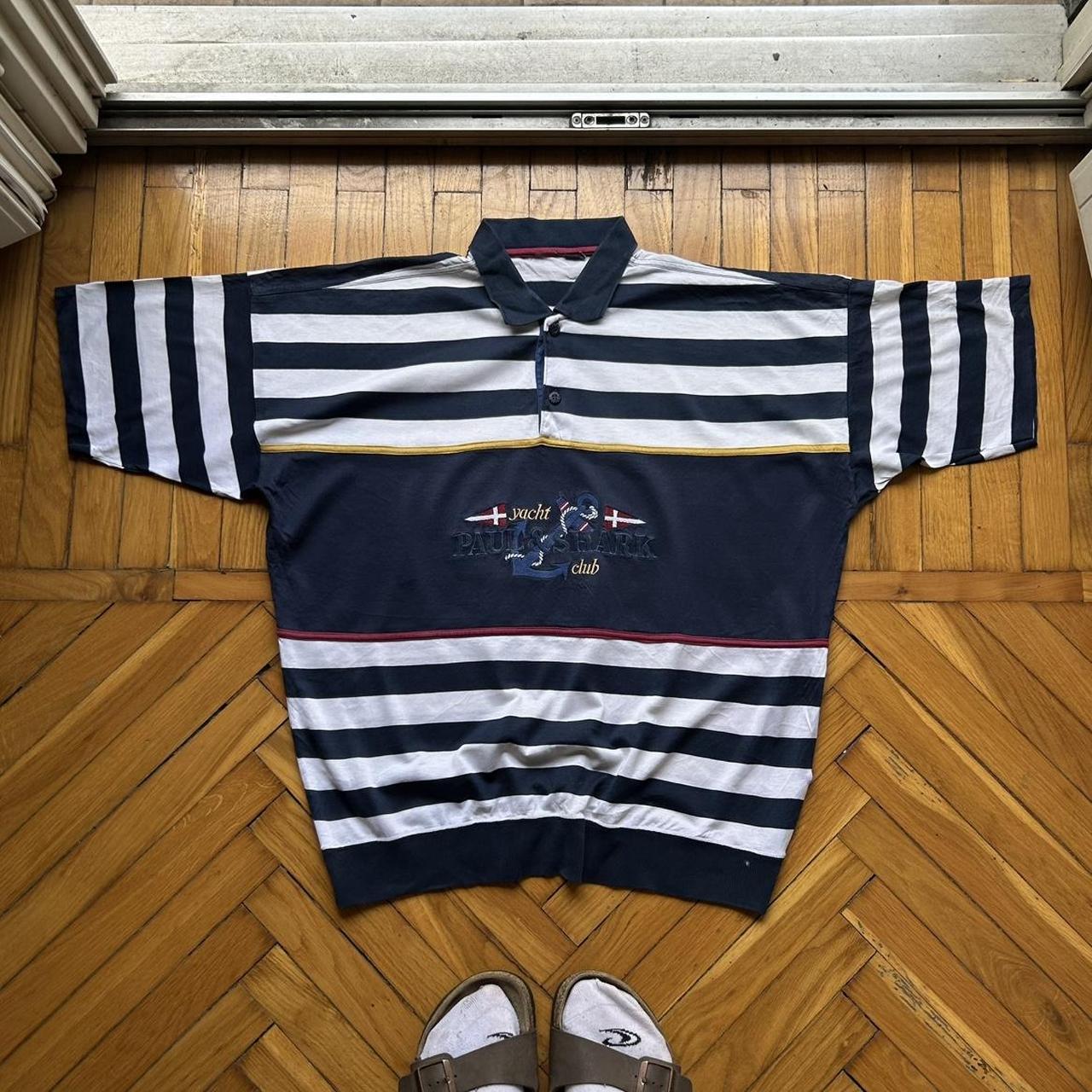 1990s Paul & Shark Striped Polo Shirt M