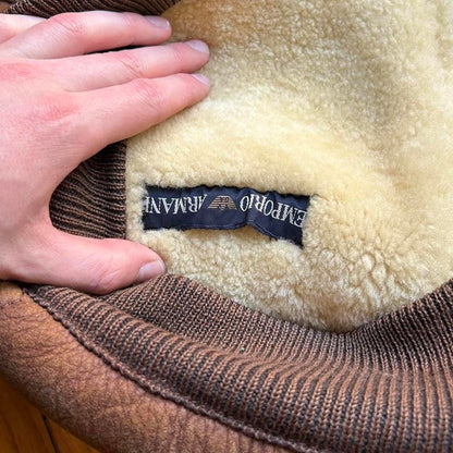 1980s Emporio Armani Leather Shearling Jacket L
