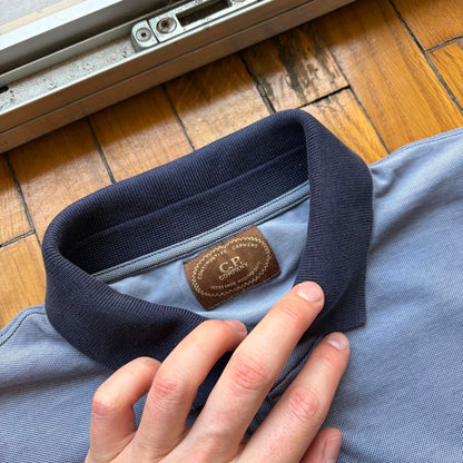 1980s CP Company Polo Shirt Blue XXL