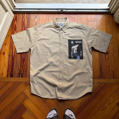 1990s Armani Jeans Print Shirt Beige L