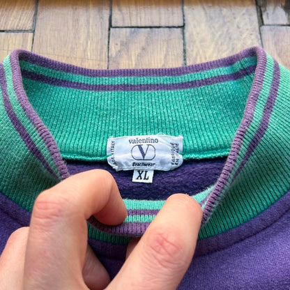 1990s Valentino Beachwear Sweatshirt Purple XL