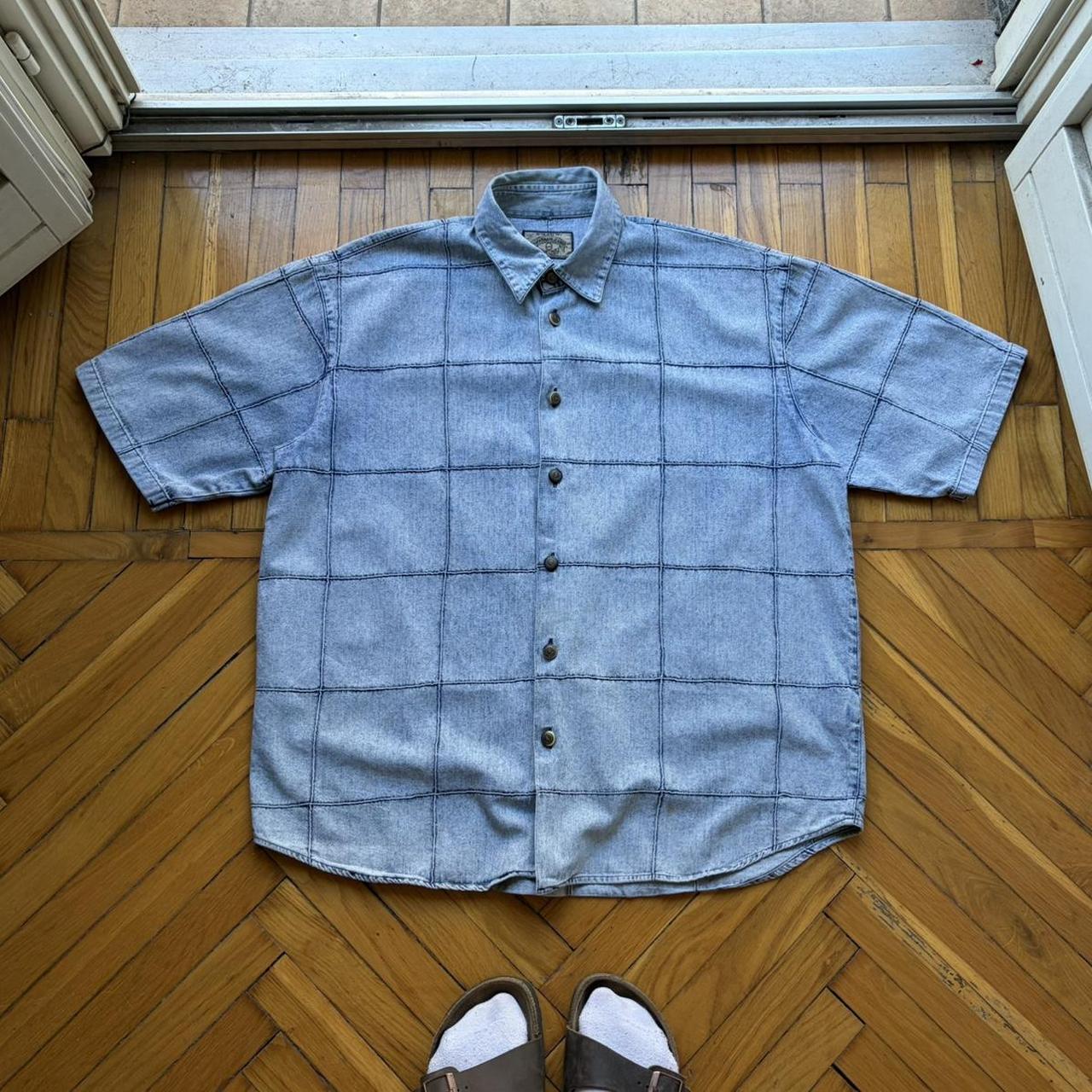 1990s Armani Jeans Denim Shirt Blue XL
