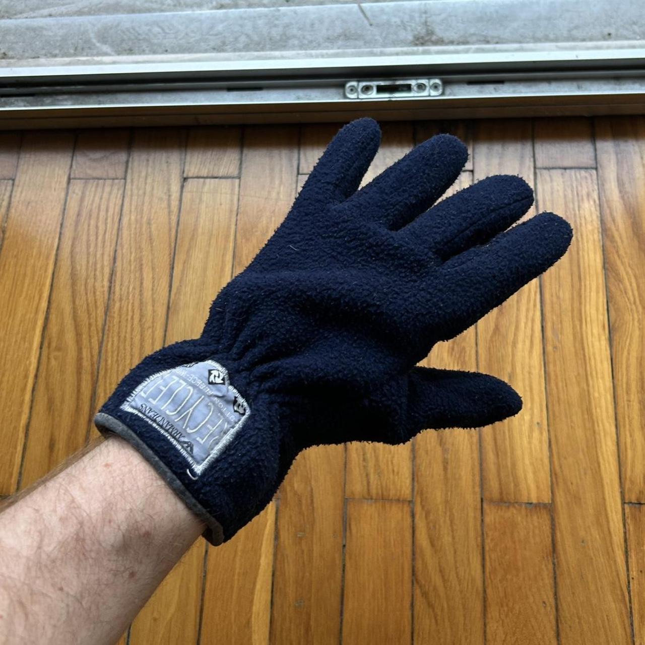 1990s Armani Jeans Fleece Gloves Navy OS