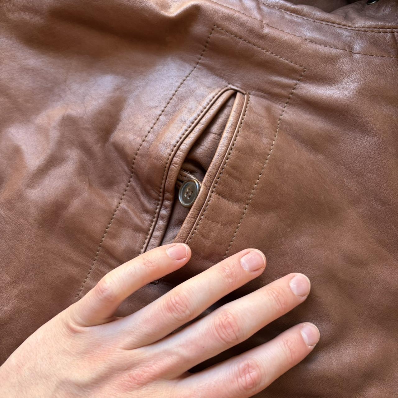 1980s Emporio Armani Leather Jacket Brown XL