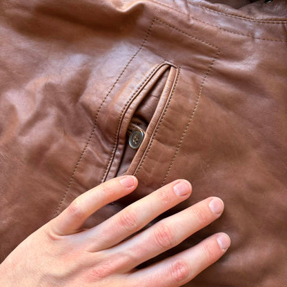 1980s Emporio Armani Leather Jacket Brown XL