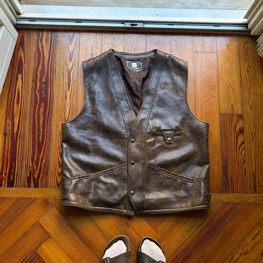 1990s Italian Leather Look Gilet L