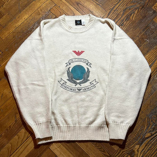 1980s Emporio Armani Knitted Jumper Cream 54/L