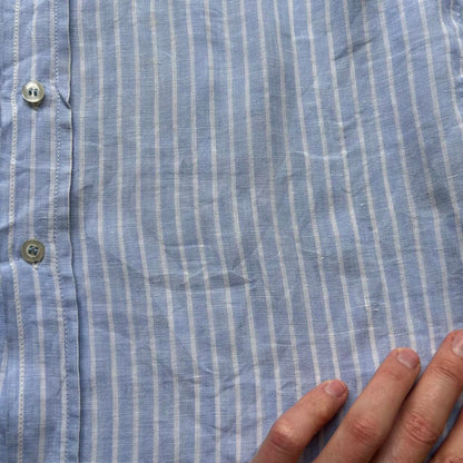 1990s Fred Perry Linen Striped Shirt M