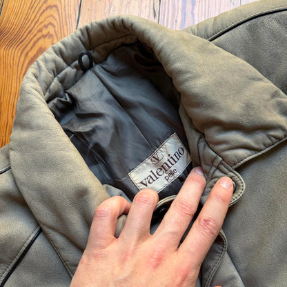 1980s Valentino Pelle Jacket Grey M