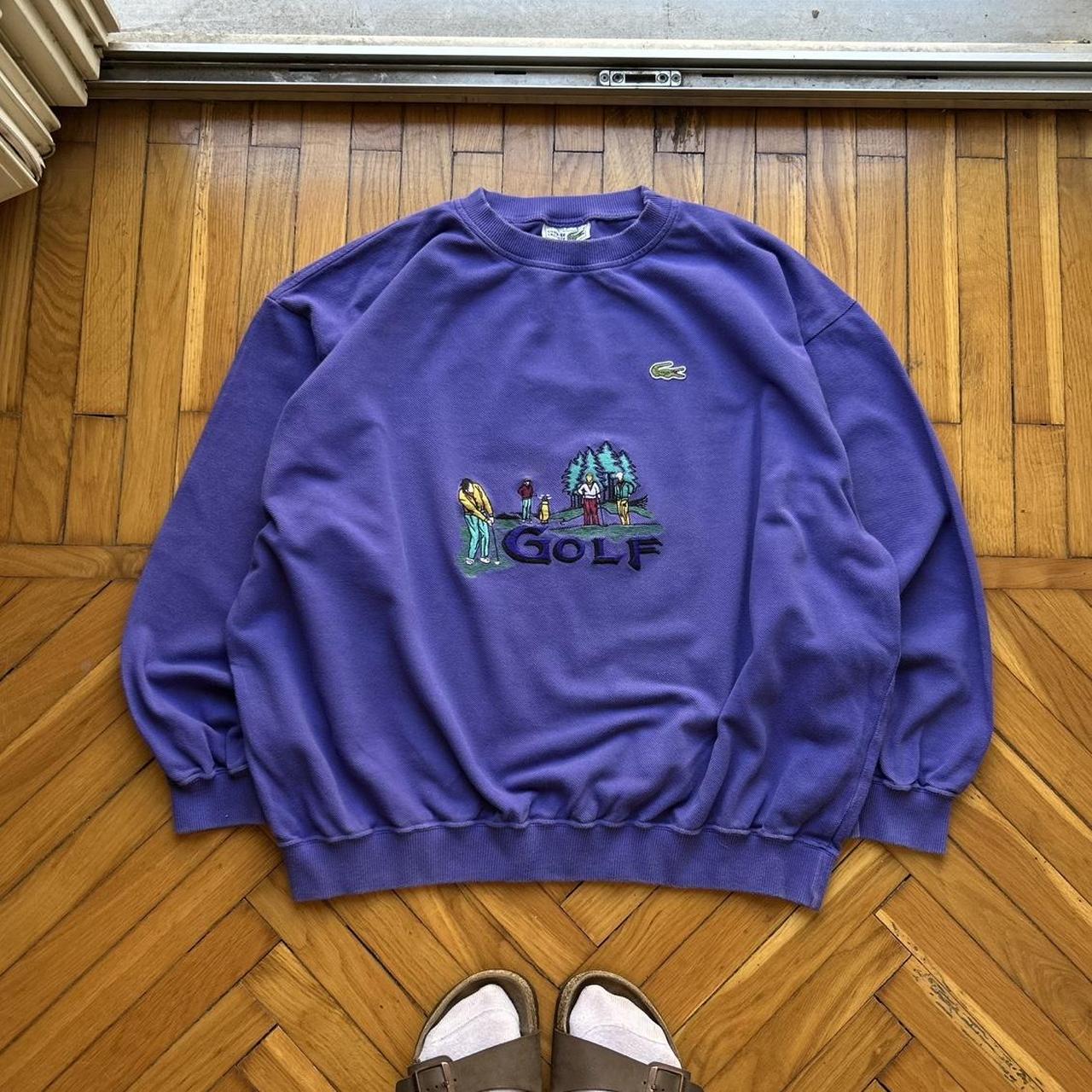 1990s Lacoste Golf Sweatshirt Purple XXL