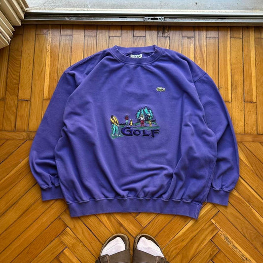 1990s Lacoste Golf Sweatshirt Purple XXL