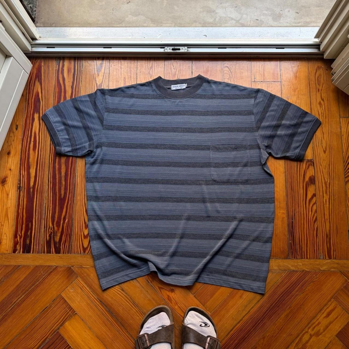 1980s Giorgio Armani Striped T Shirt XL