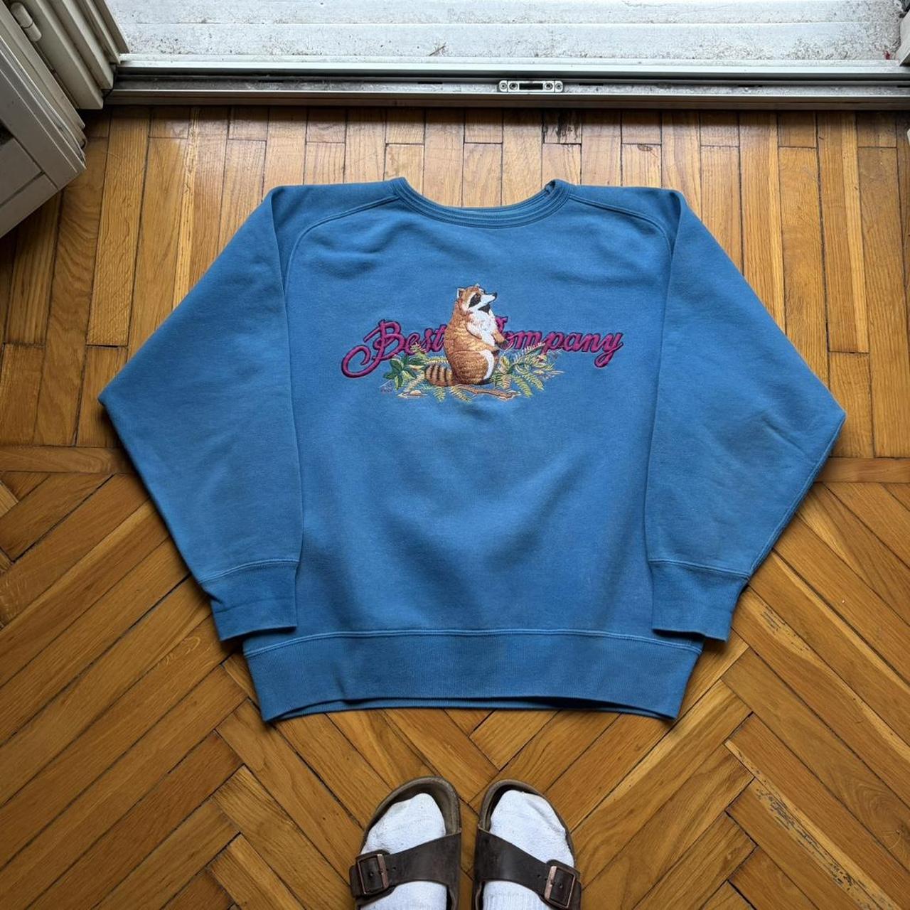 1980s Best Company Embroidered Sweatshirt Blue L