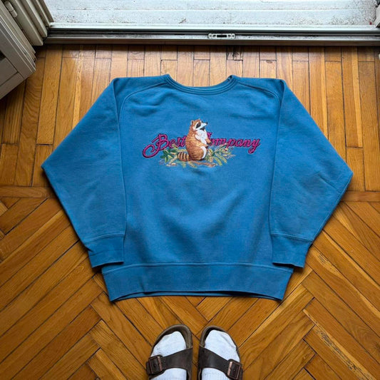1980s Best Company Embroidered Sweatshirt Blue L