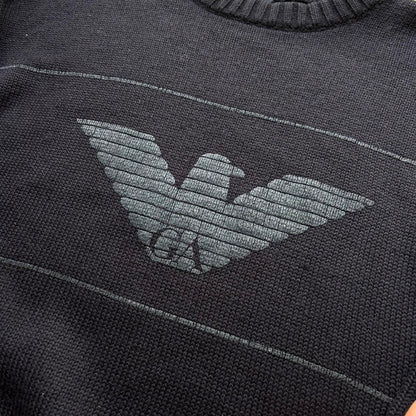 1980s Emporio Armani Knitted Jumper Navy L