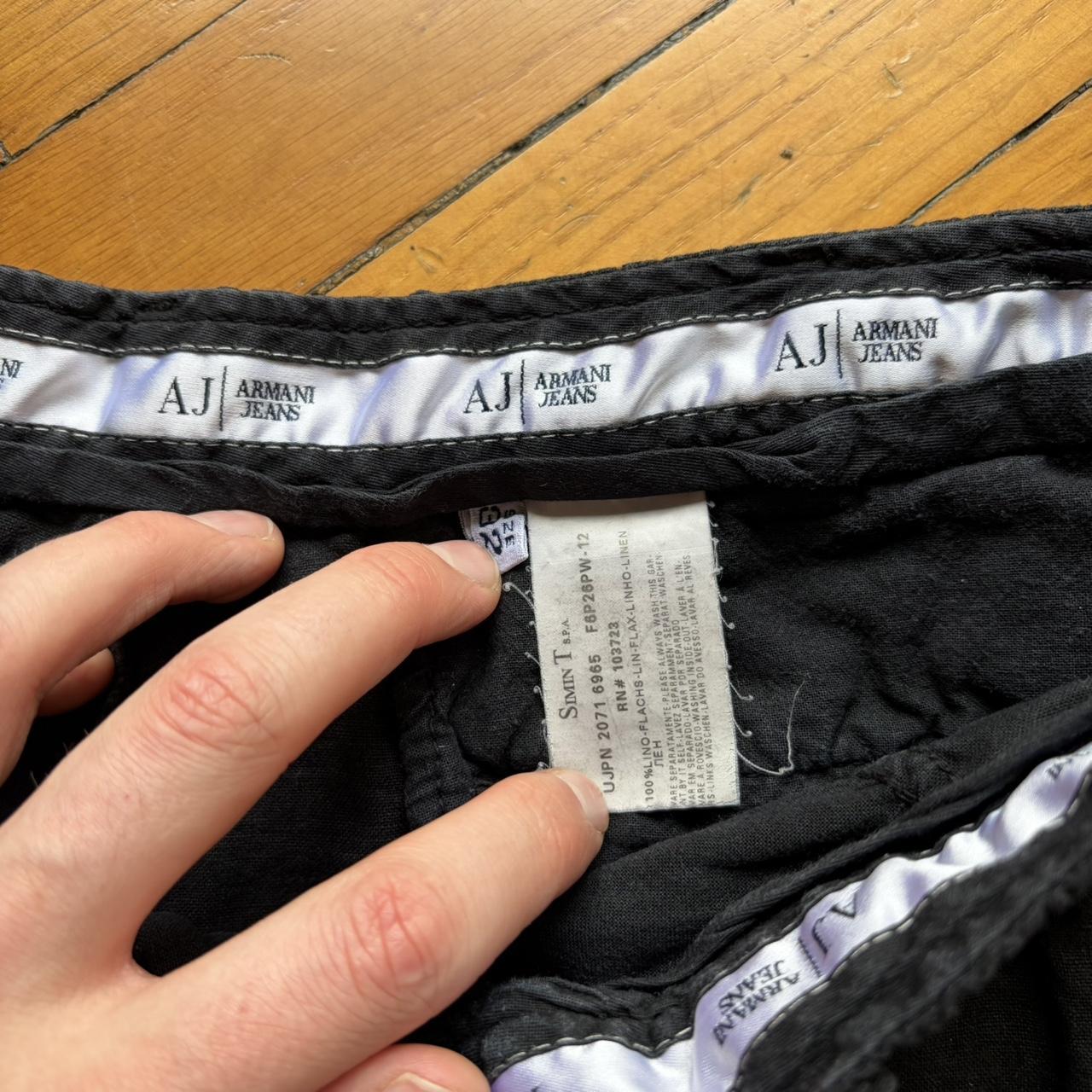 2000s Armani Jeans Linen Trousers Black 30W 30L