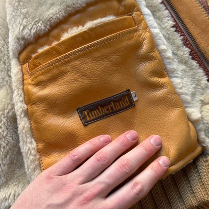 1990s Timberland Leather Shearling Jacket L
