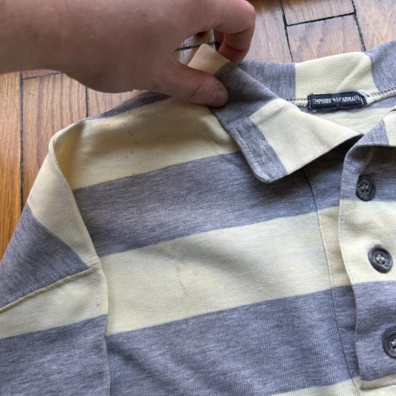 1980s Emporio Armani LS Striped T Shirt M