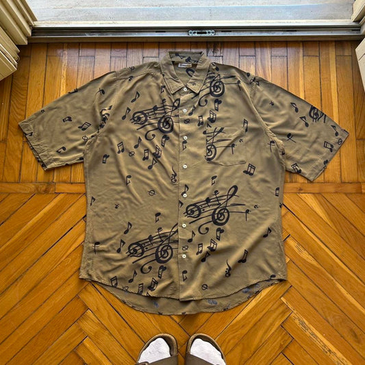 1990s Boneville Music Note Print Shirt L