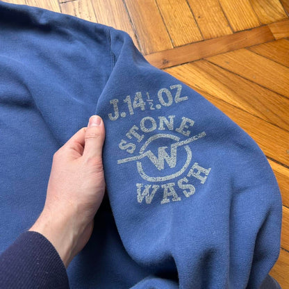 1990s Armani Jeans Stonewashed Hoodie Blue XL