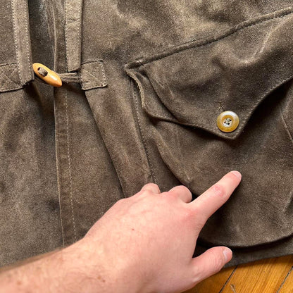 1990s Emporio Armani Suede Duffle Coat M