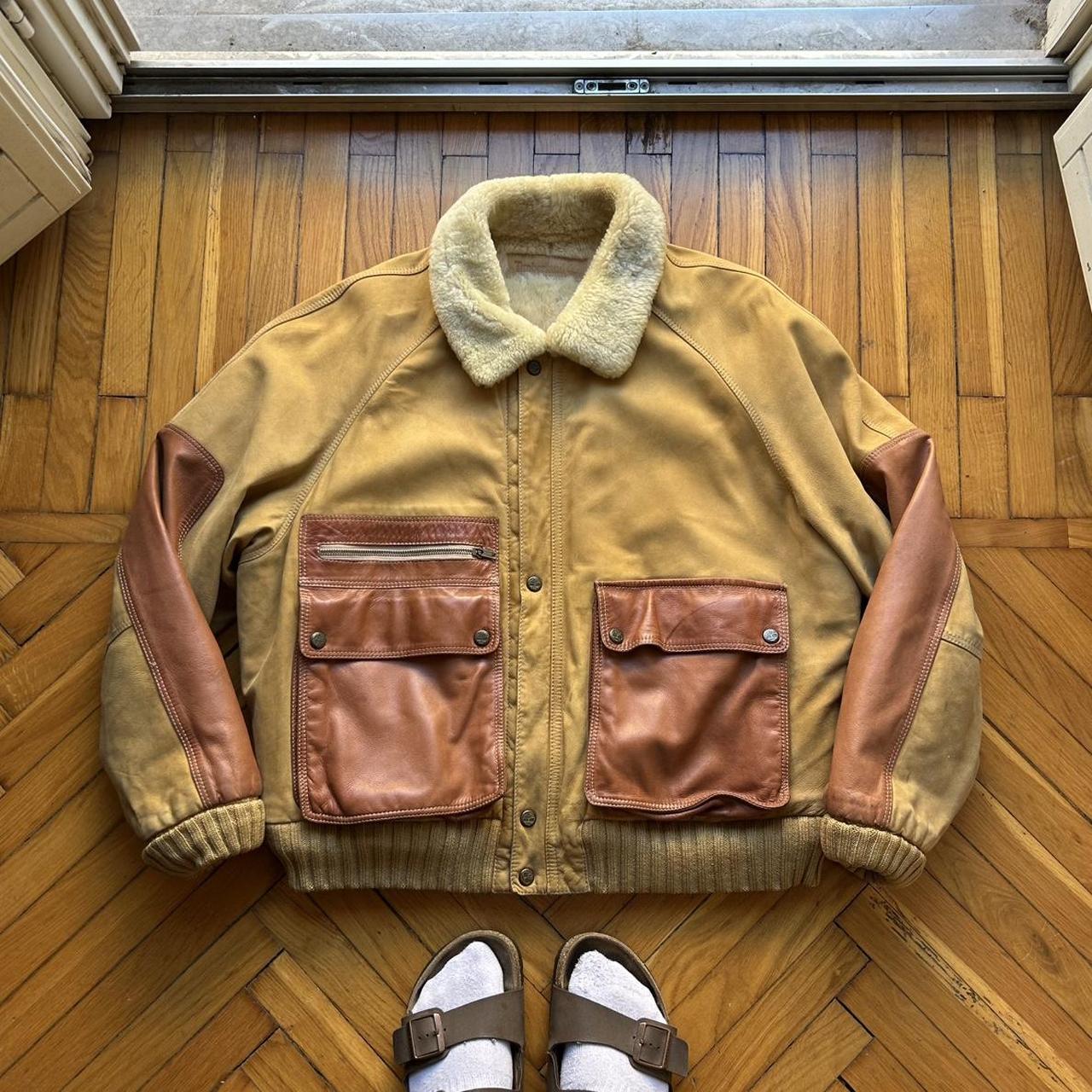 1990s Timberland Leather Shearling Jacket L