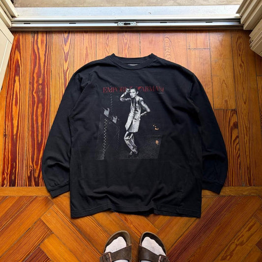 1990s Emporio Armani LS Graphic T Shirt M