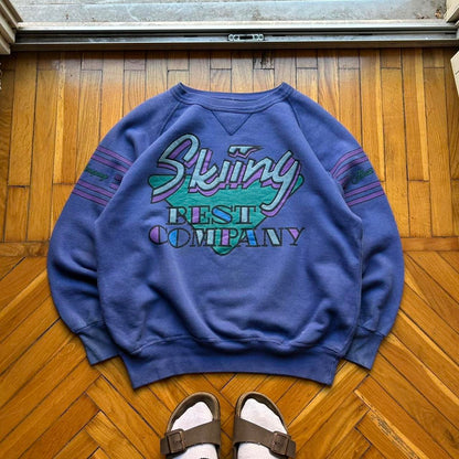 1980s Best Company Skiing Sweatshirt Blue L