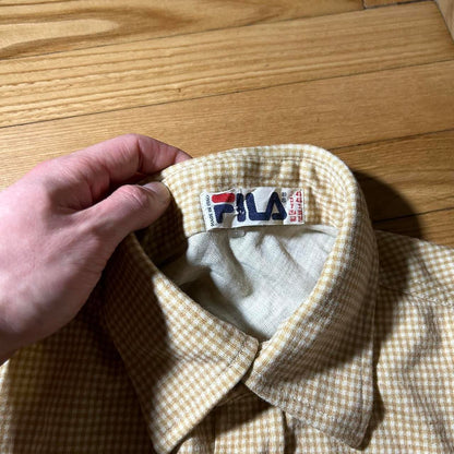 1990s Fila Shirt Checked Beige XS