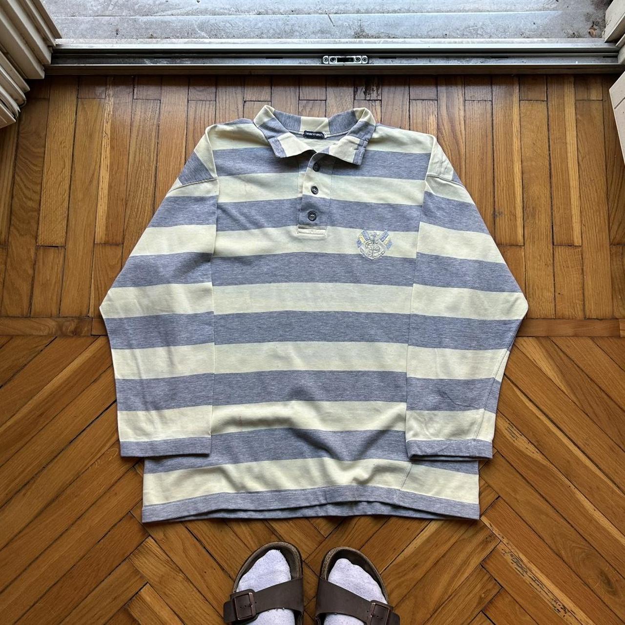 1980s Emporio Armani LS Striped T Shirt M