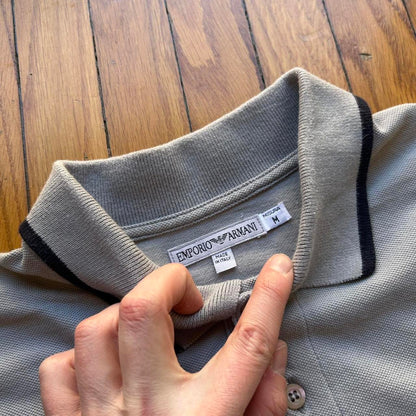 1990s Emporio Armani Polo Shirt Grey S