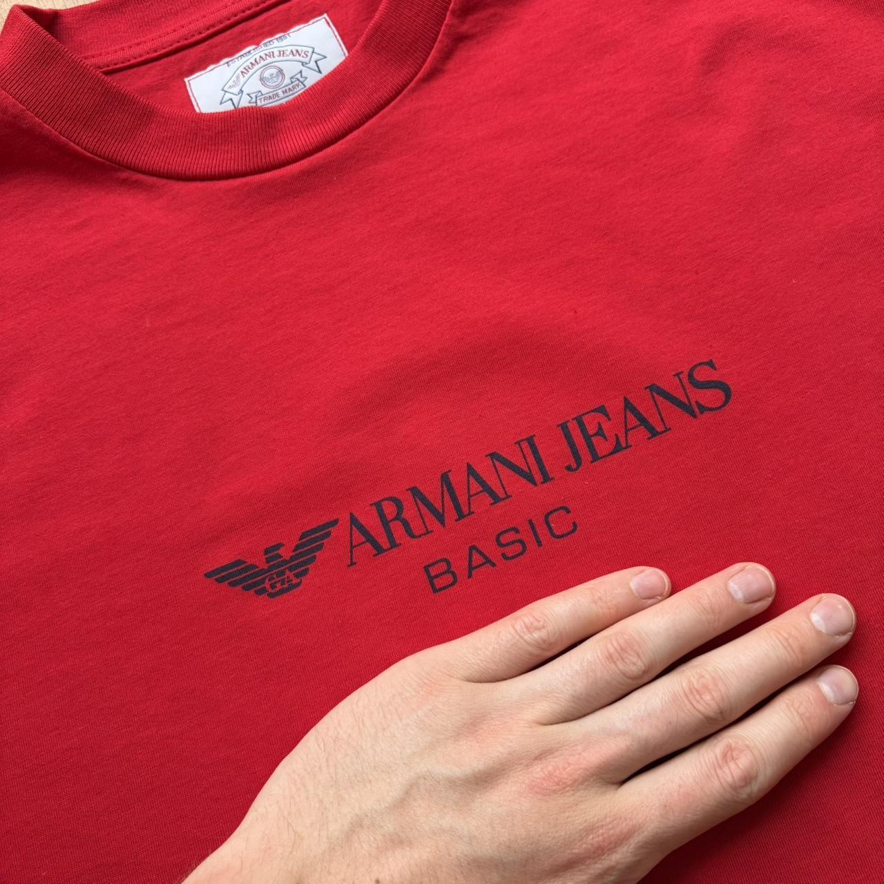 1990s Armani Jeans Basic T Shirt Red XL