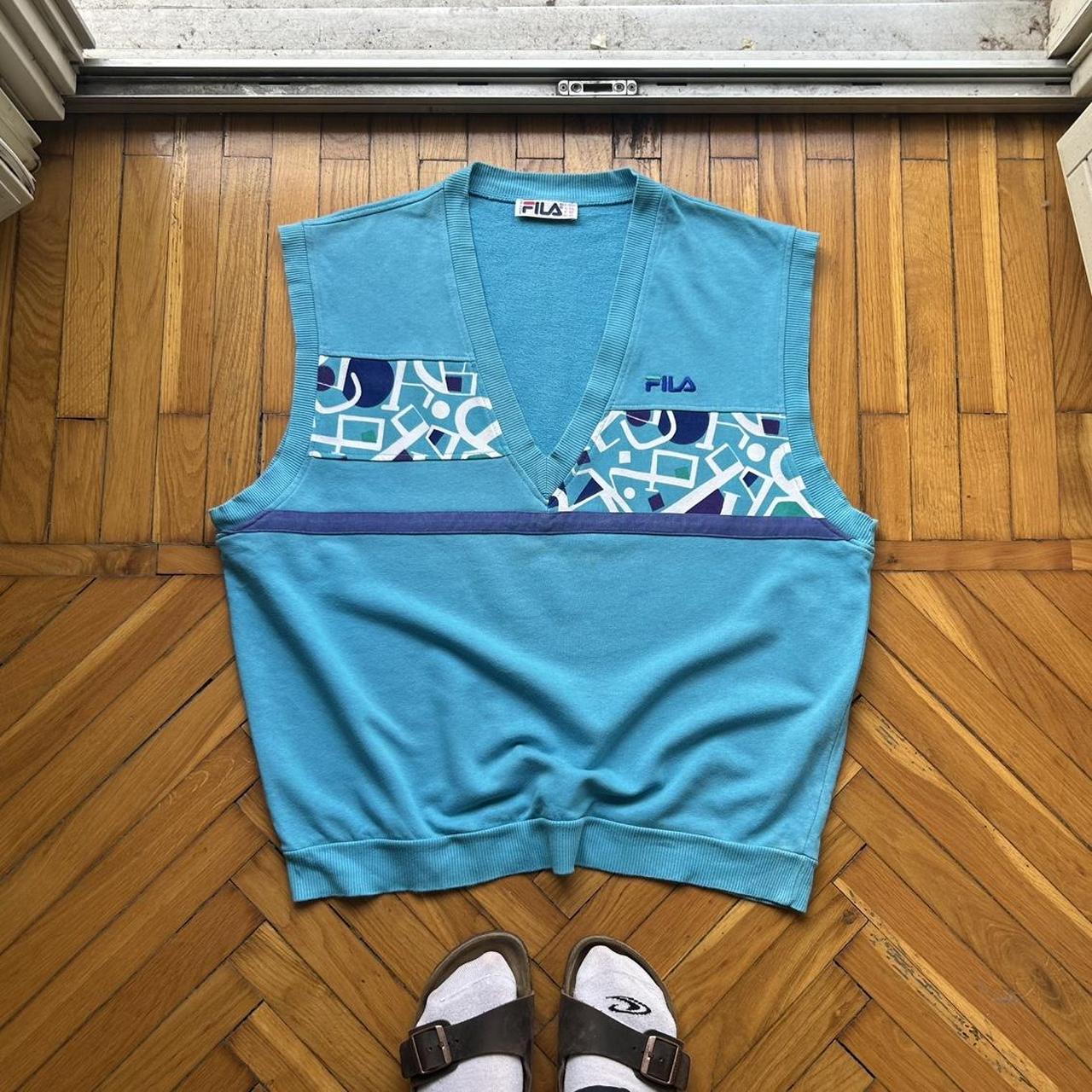1990s Fila Sweater Vest Blue XL