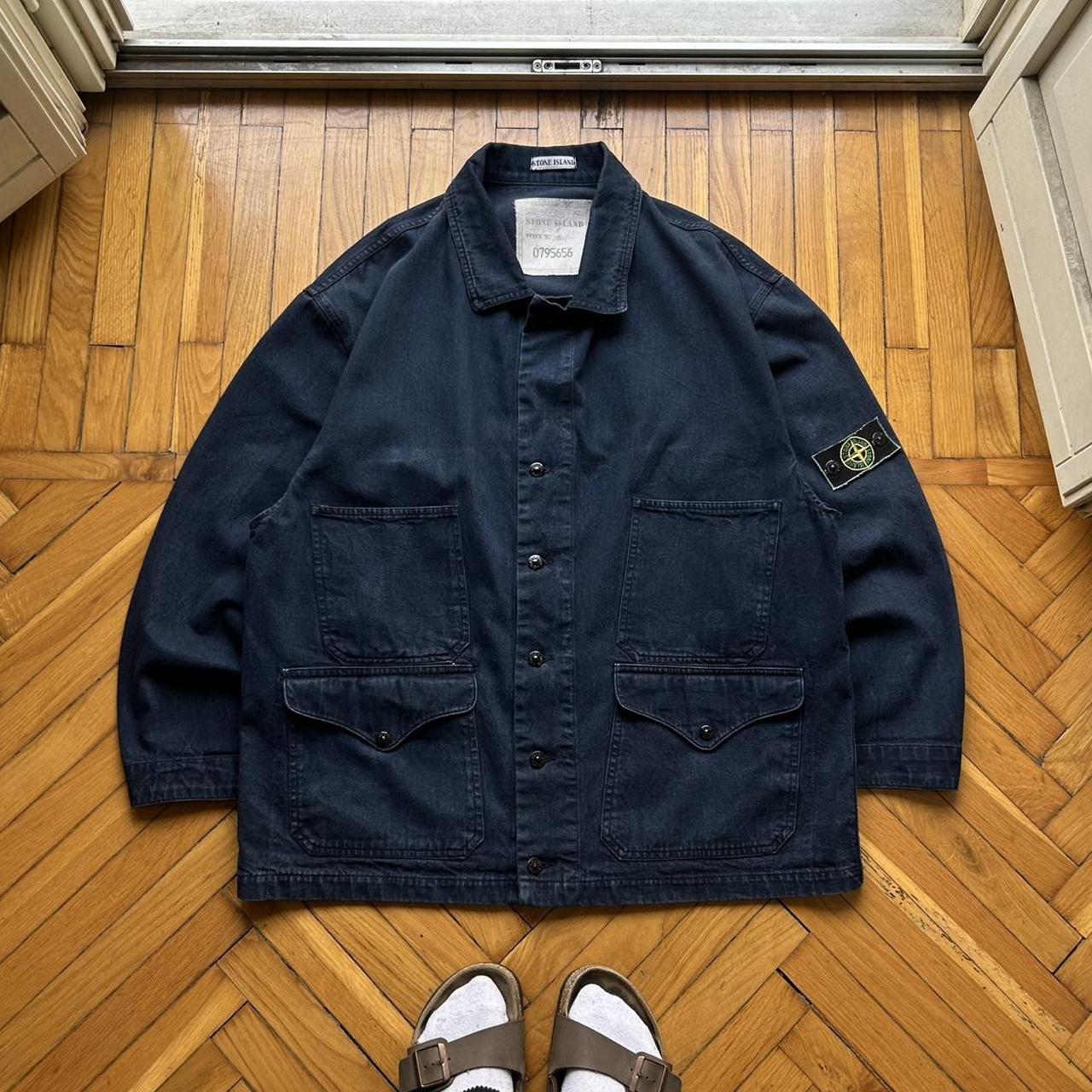 1987 Stone Island Script Carpenter Jacket Navy XL