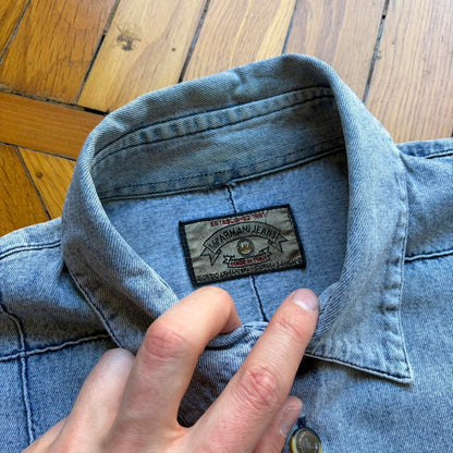 1990s Armani Jeans Denim Shirt Blue XL